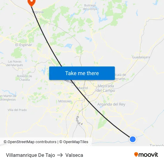 Villamanrique De Tajo to Valseca map
