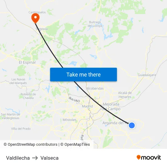 Valdilecha to Valseca map