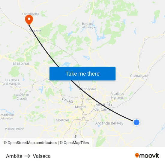 Ambite to Valseca map