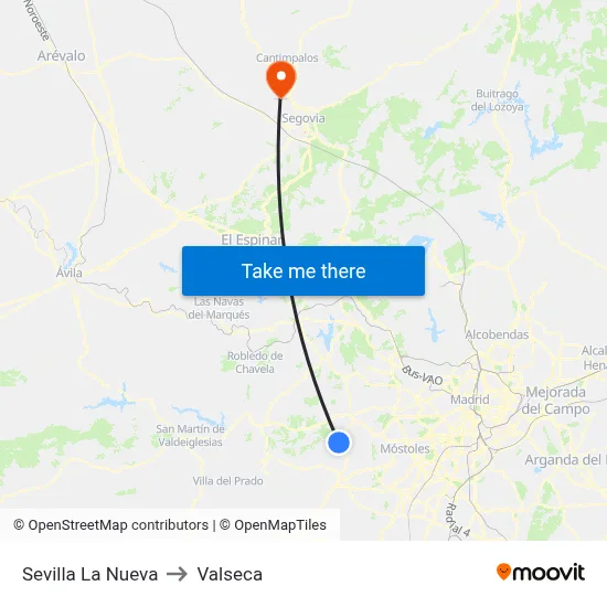 Sevilla La Nueva to Valseca map