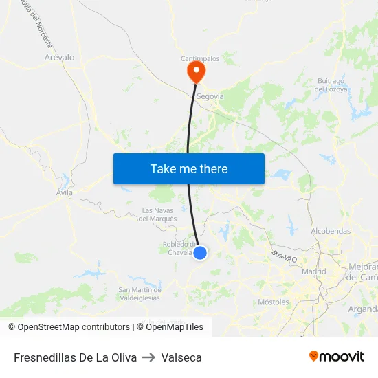 Fresnedillas De La Oliva to Valseca map