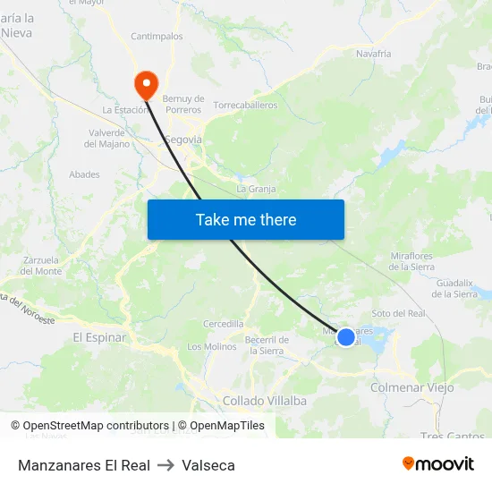 Manzanares El Real to Valseca map