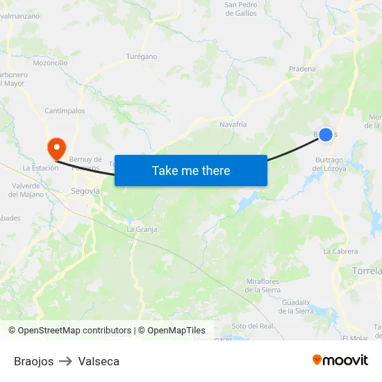 Braojos to Valseca map
