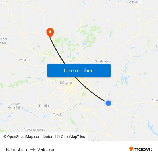 Belinchón to Valseca map
