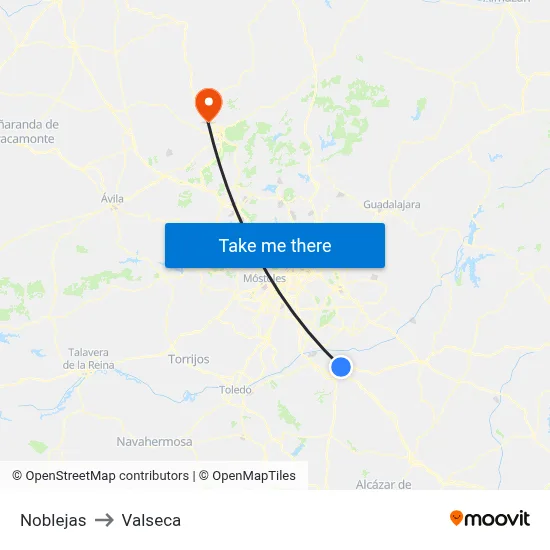 Noblejas to Valseca map
