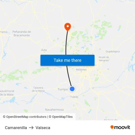 Camarenilla to Valseca map