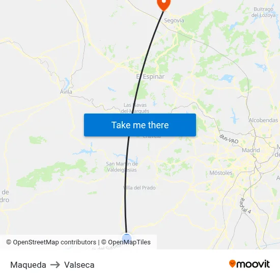 Maqueda to Valseca map