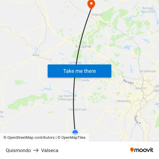 Quismondo to Valseca map