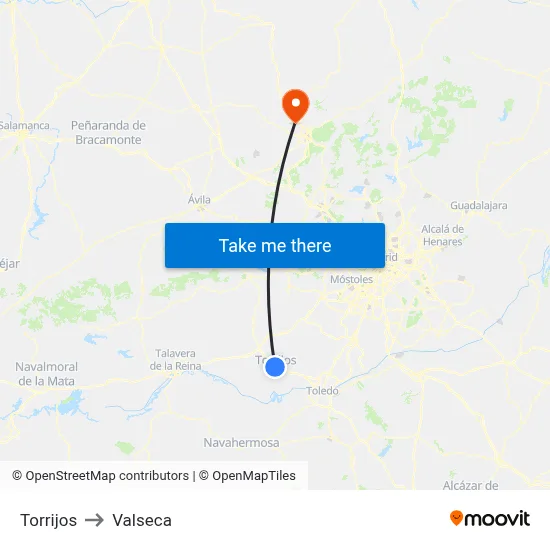 Torrijos to Valseca map