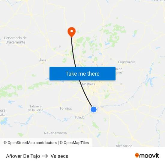 Añover De Tajo to Valseca map