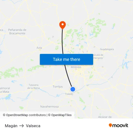 Magán to Valseca map