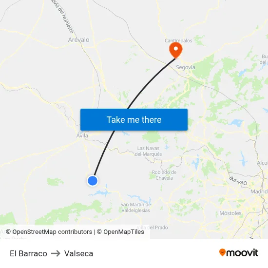El Barraco to Valseca map