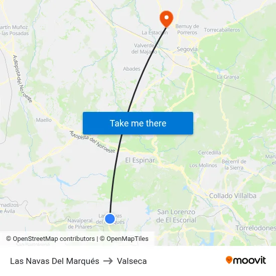 Las Navas Del Marqués to Valseca map