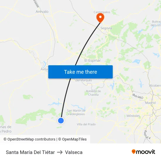 Santa María Del Tiétar to Valseca map