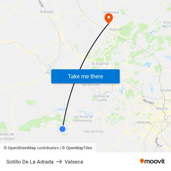 Sotillo De La Adrada to Valseca map