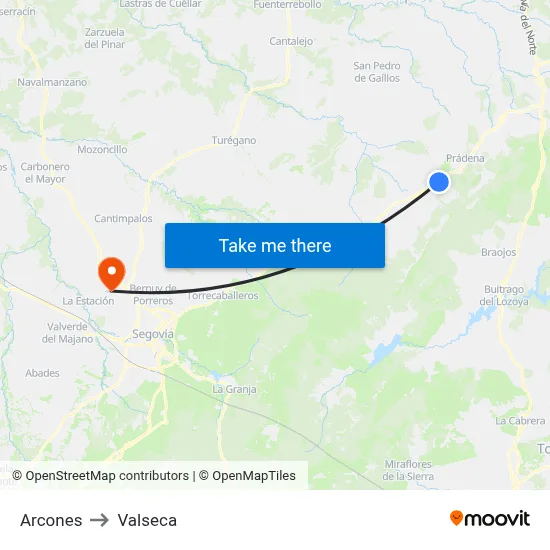 Arcones to Valseca map