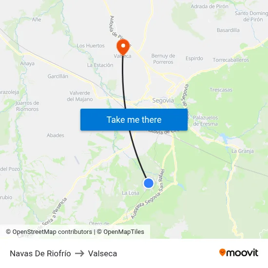 Navas De Riofrío to Valseca map