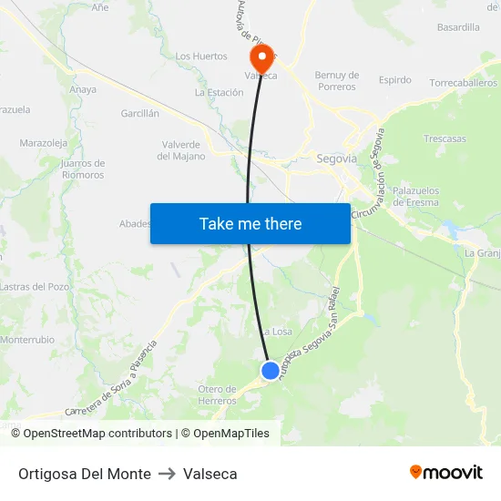 Ortigosa Del Monte to Valseca map
