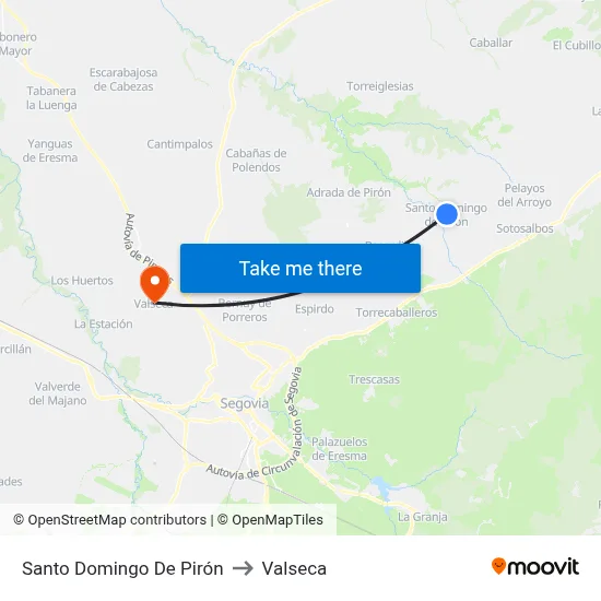 Santo Domingo De Pirón to Valseca map