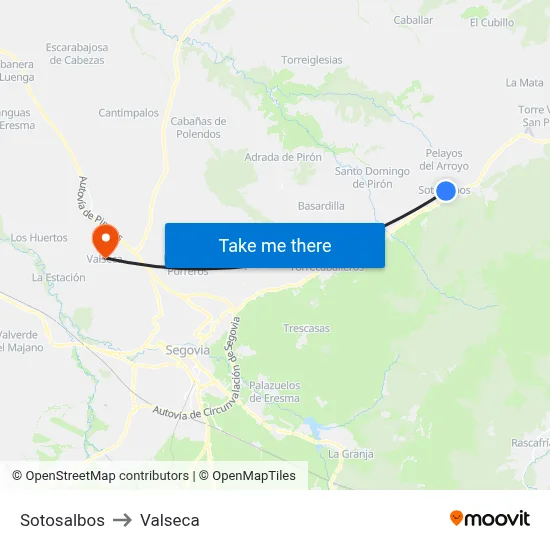 Sotosalbos to Valseca map