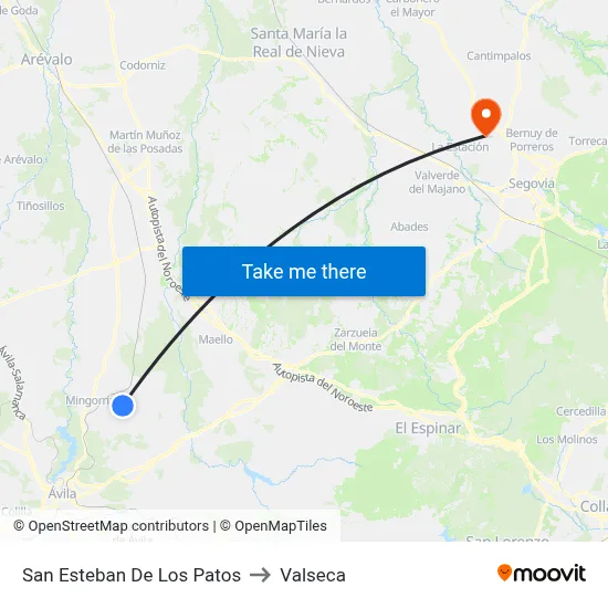 San Esteban De Los Patos to Valseca map