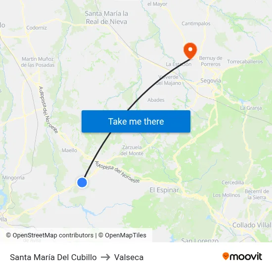 Santa María Del Cubillo to Valseca map