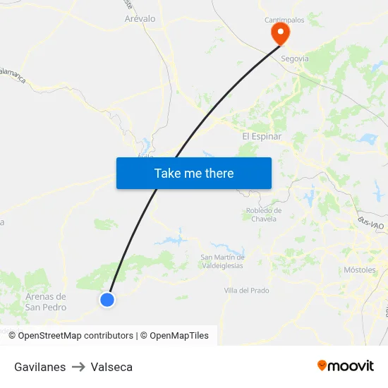 Gavilanes to Valseca map