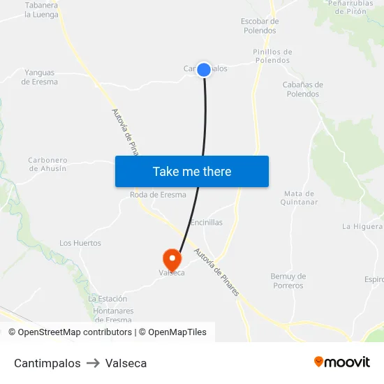 Cantimpalos to Valseca map