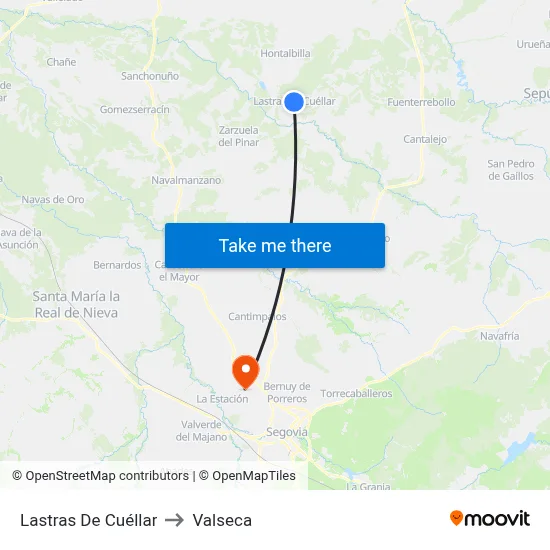 Lastras De Cuéllar to Valseca map