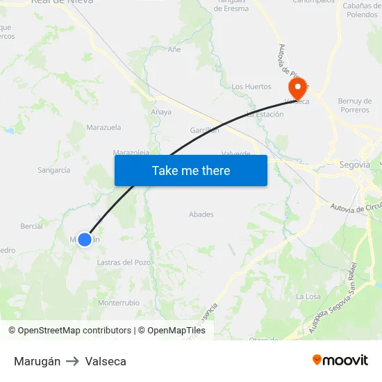 Marugán to Valseca map
