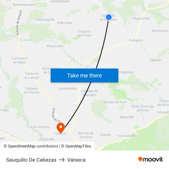 Sauquillo De Cabezas to Valseca map