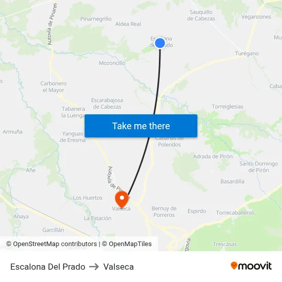 Escalona Del Prado to Valseca map