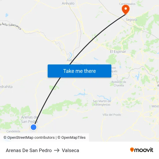 Arenas De San Pedro to Valseca map