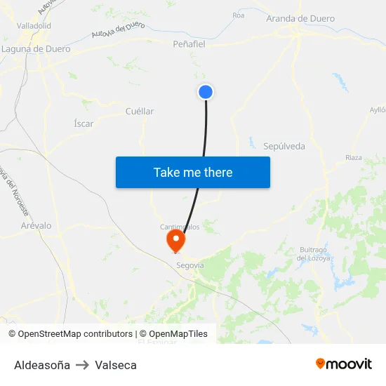 Aldeasoña to Valseca map