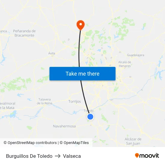 Burguillos De Toledo to Valseca map