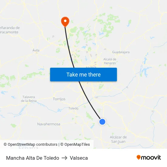 Mancha Alta De Toledo to Valseca map
