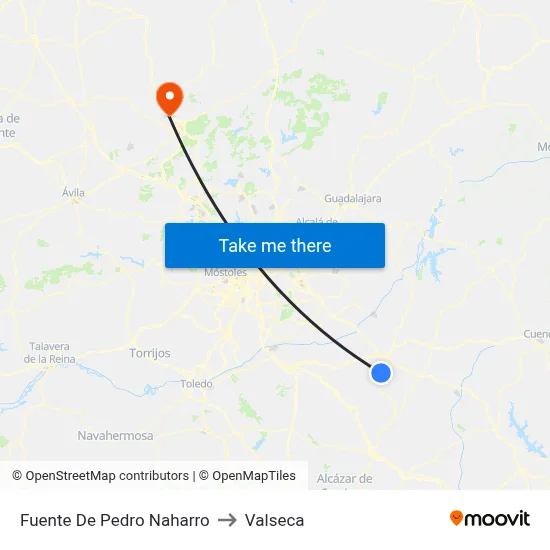 Fuente De Pedro Naharro to Valseca map