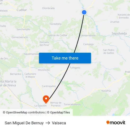 San Miguel De Bernuy to Valseca map