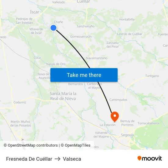 Fresneda De Cuéllar to Valseca map