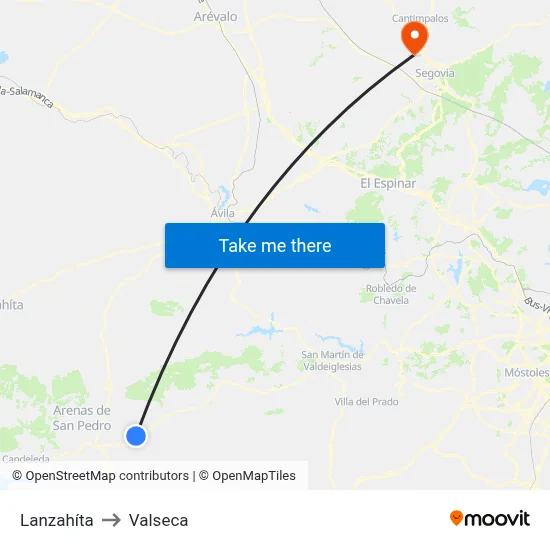 Lanzahíta to Valseca map