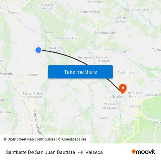 Santiuste De San Juan Bautista to Valseca map