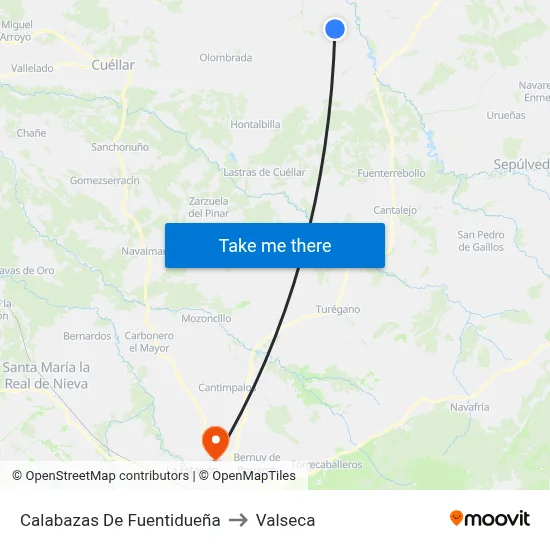 Calabazas De Fuentidueña to Valseca map