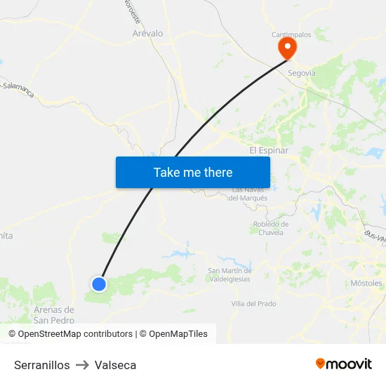 Serranillos to Valseca map