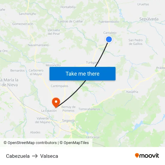 Cabezuela to Valseca map