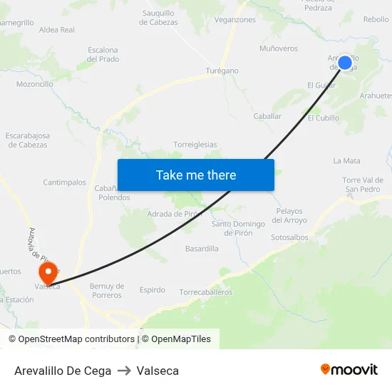 Arevalillo De Cega to Valseca map