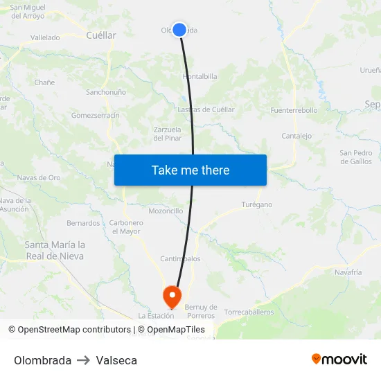 Olombrada to Valseca map