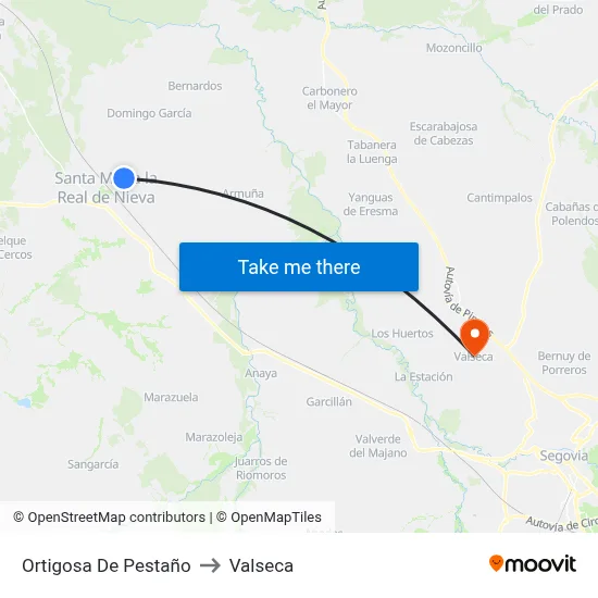Ortigosa De Pestaño to Valseca map