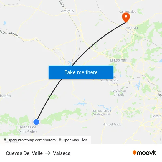 Cuevas Del Valle to Valseca map
