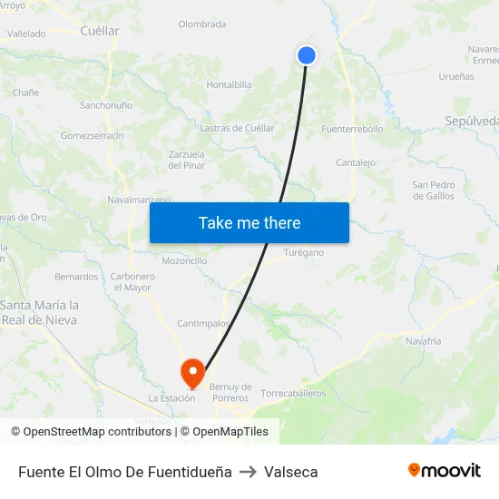 Fuente El Olmo De Fuentidueña to Valseca map