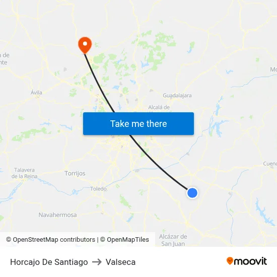 Horcajo De Santiago to Valseca map